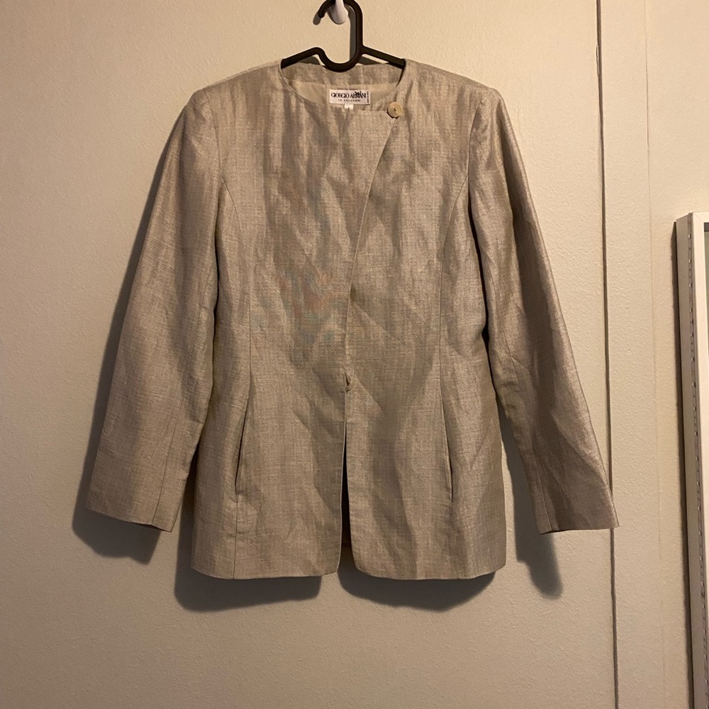 Giorgio Armani Silver Highneck Blazer - Picture 1 of 9